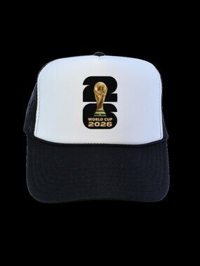 Soccer Trucker Hat 2026 Snapback Mesh Cap Unisex Black White Adjustable Fan